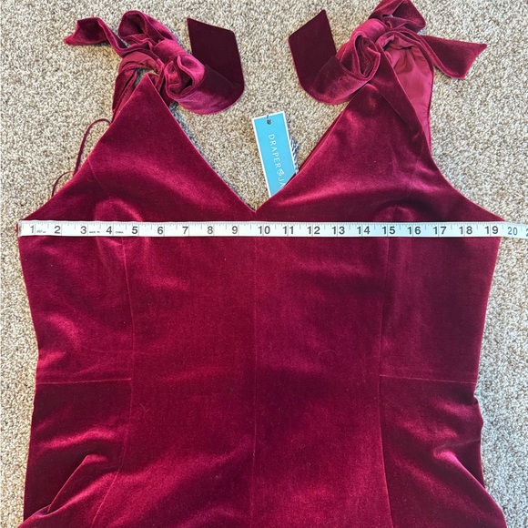 Draper James Deep Berry Velvet Bow Shoulder Dress - Picture 3 of 4